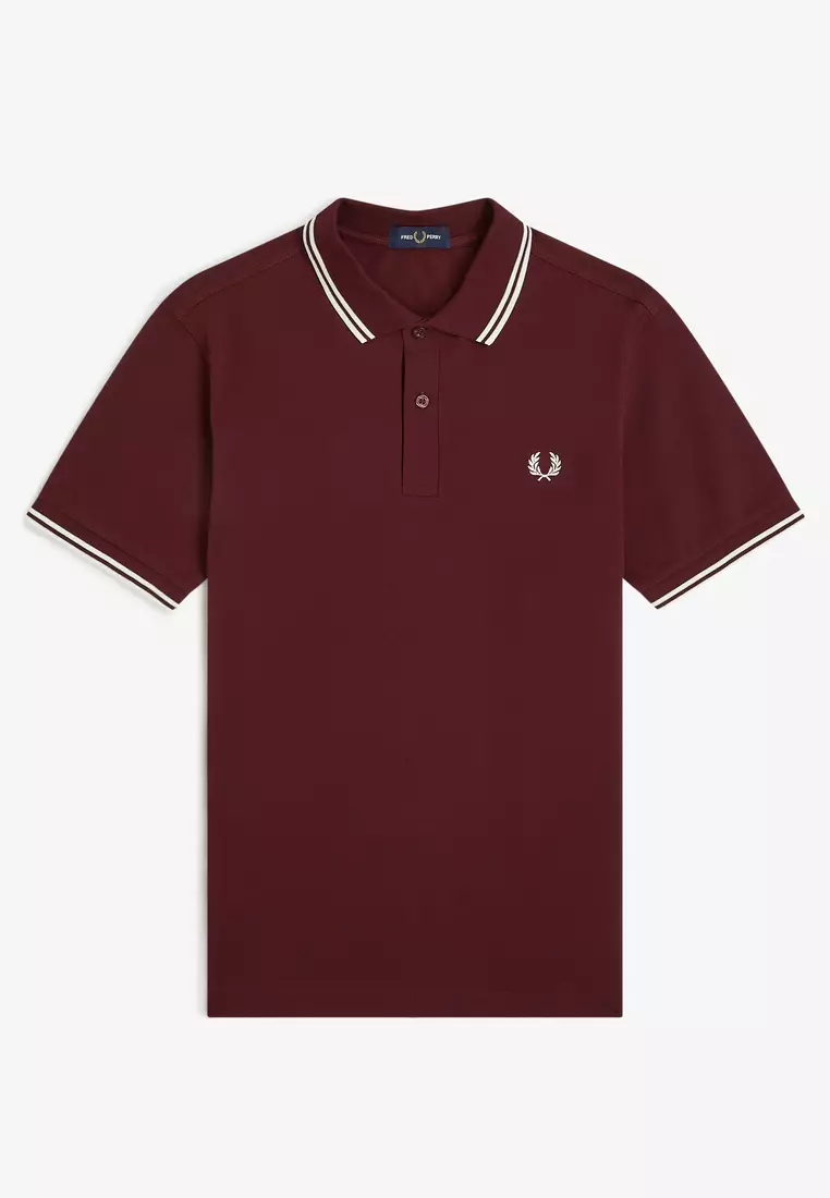 Fred Perry M3600 Twin Tipped Fred Perry Shirt (Oxblood / Ecru / Ecru)