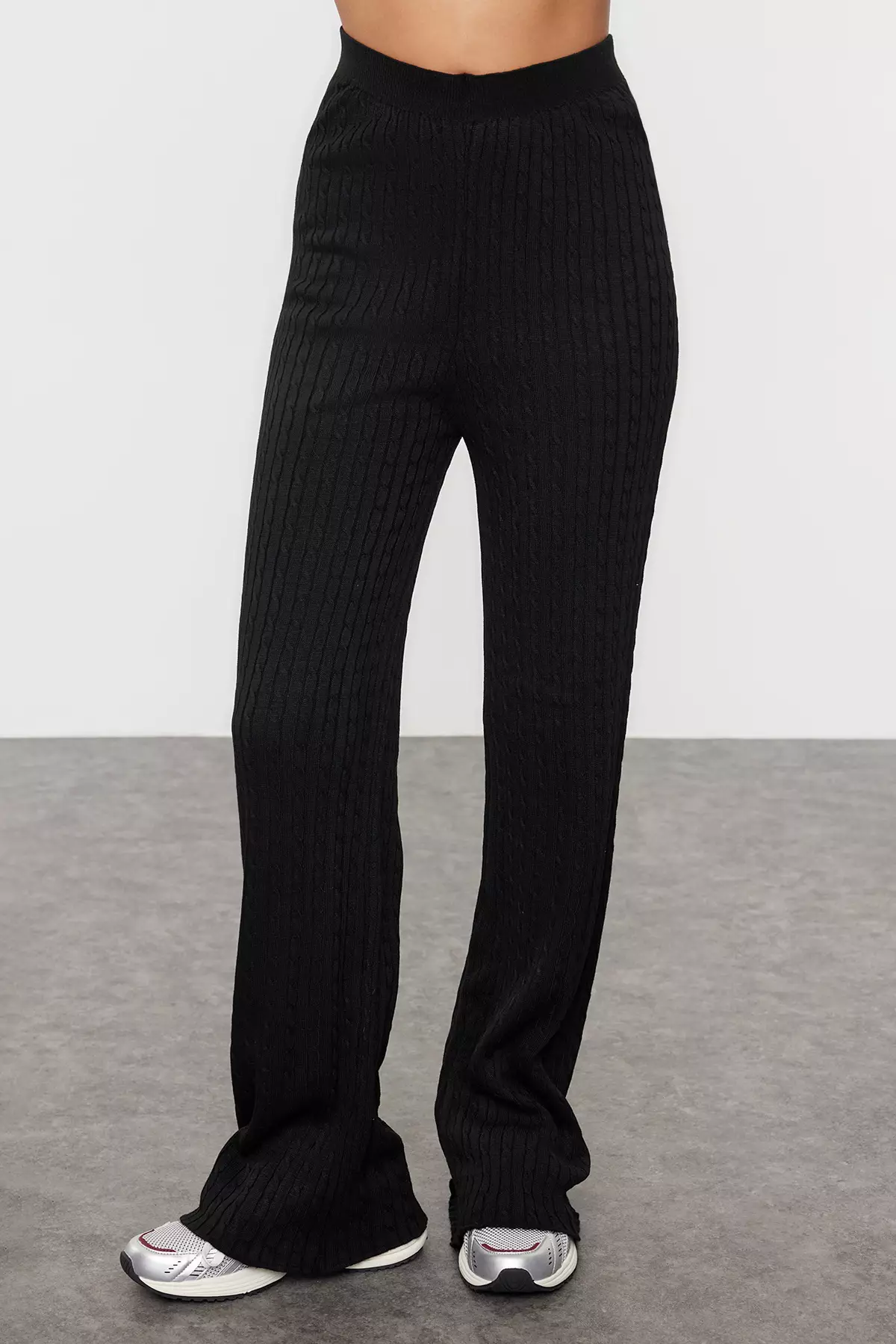 Black Zippered Knitwear Bottom-Top Set TWOAW25AU00059