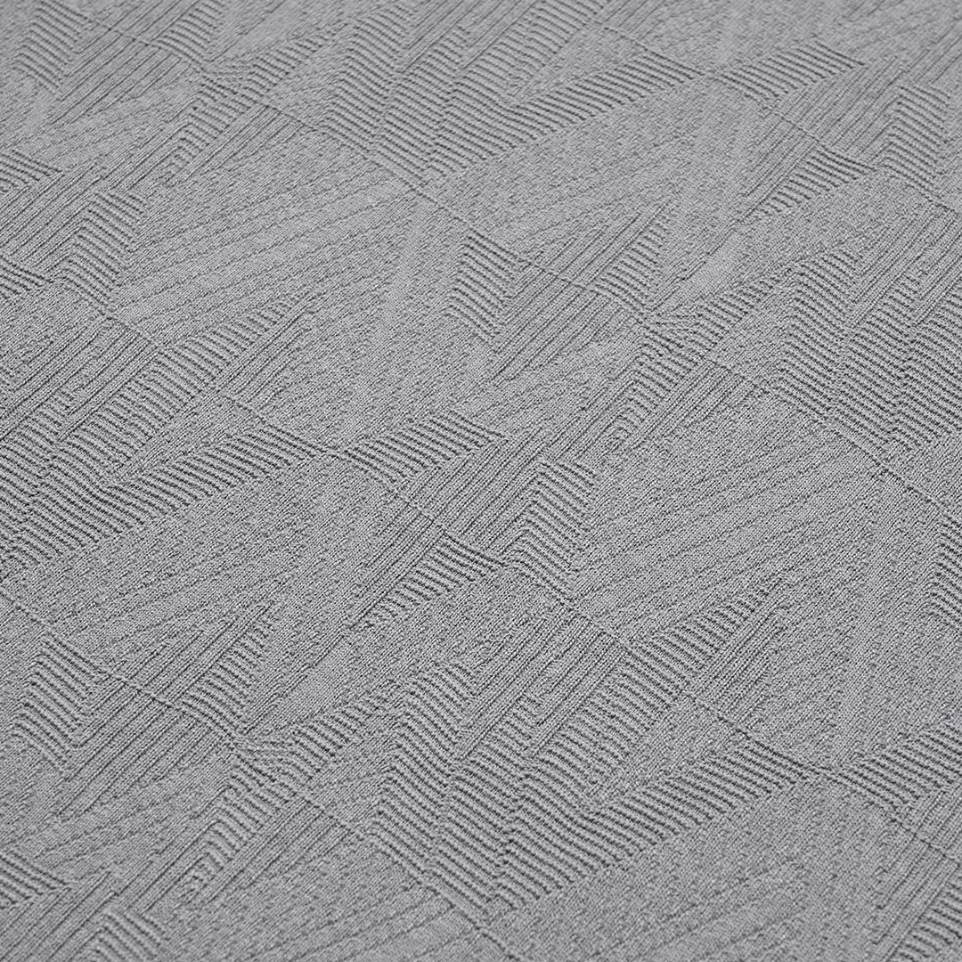 Color-Block Sleeves Diamond Texture T-Shirt Grey