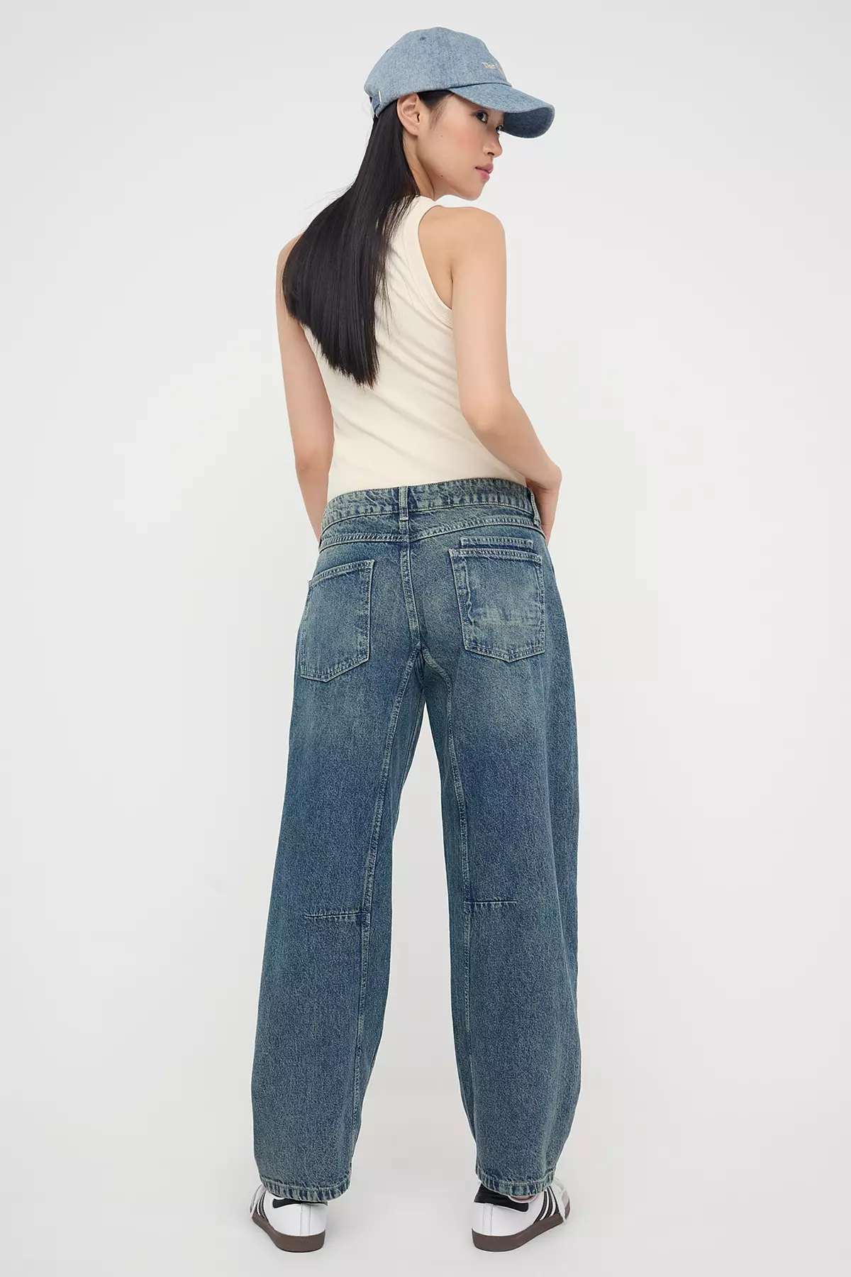 Teen Blue High Waist Stitched Detail Baggy Jeans Twoaw26Je00102
