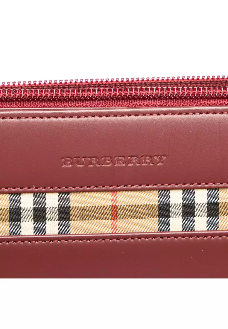 Pre-Loved Burberry House Check Trimmed Leather Handbag