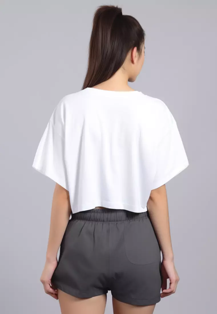 LTH07 Kaos Crop Top Wanita "progress" OLC putih