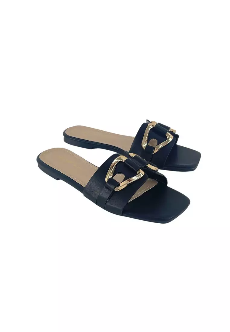 Lancaster Polo Women/Lady Flat Open Toe Slip On Sandals