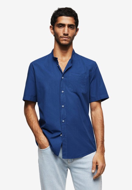 Buy MANGO Man Stand Collar Cotton Shirt 2023 Online | ZALORA Singapore