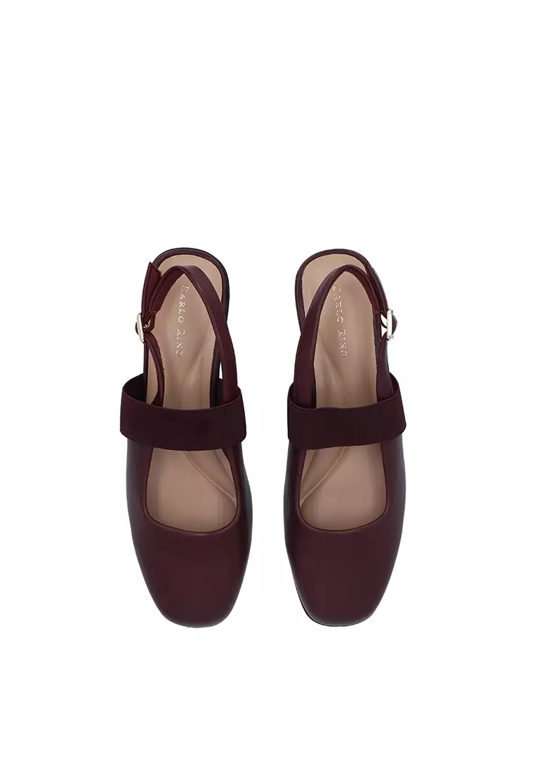 Maroon Tessa Elastic Slingback Pumps