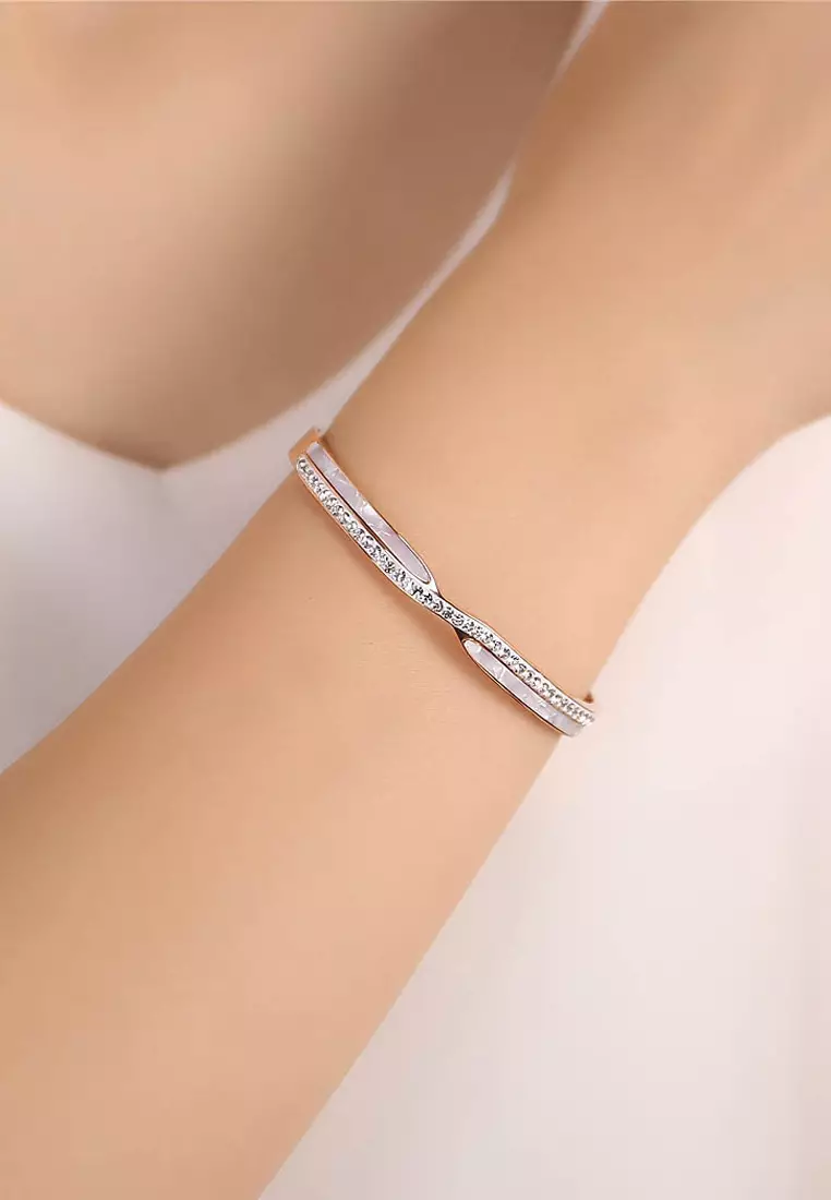 Claudette 珍珠貝母CZ手鐲（銀色）