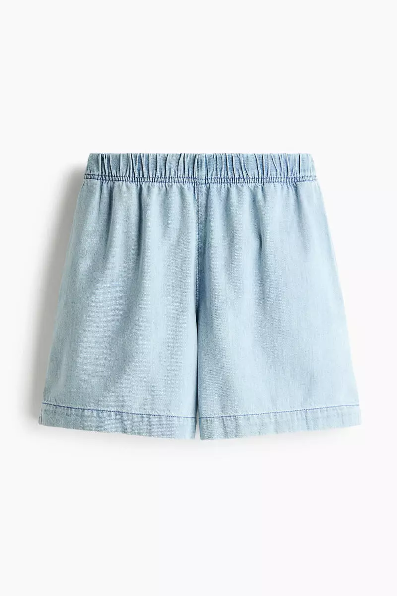 Denim pull-on shorts