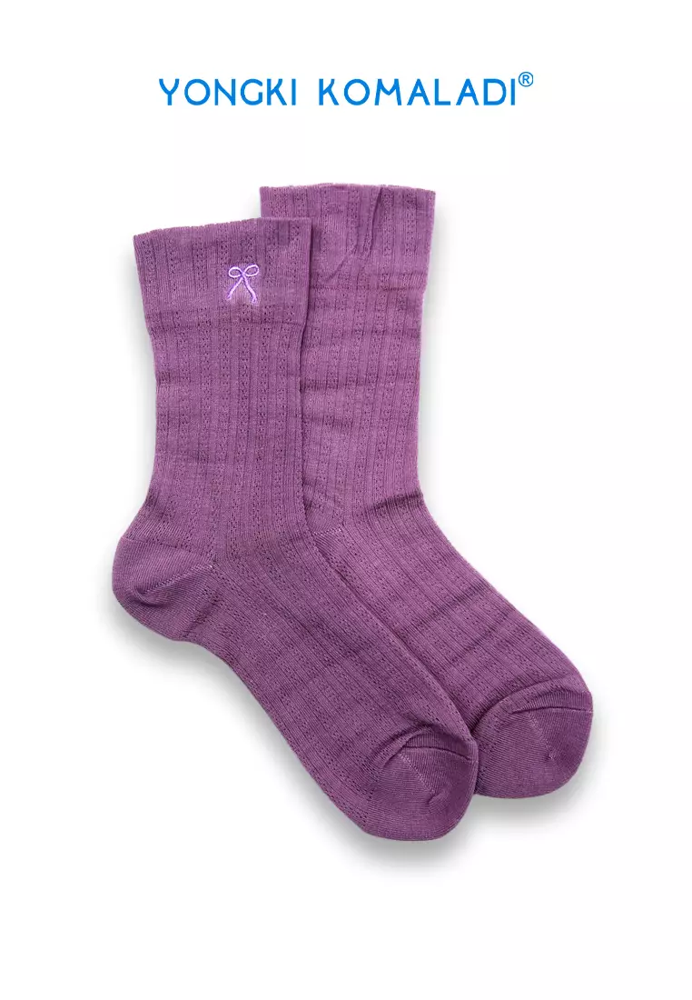 YONGKI KOMALADI KAOS KAKI POLOS MOTIF PITA RIBBON SOCK07 TAUPE