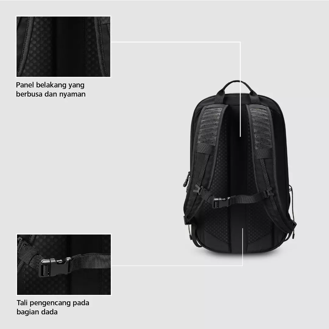 Axiom Vision 1.0 Laptop Backpack 15 Inch Tas Ransel Kerja Kuliah Sekolah Ringan Stylish 15 L - Hitam