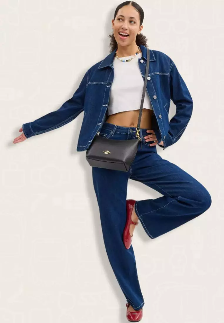 Coach Zip Top Shoulder Bag Black