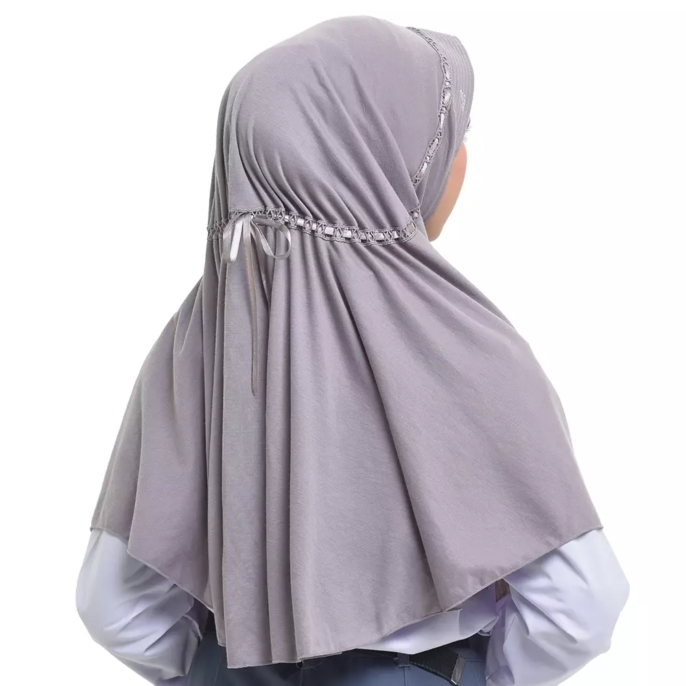 Rabbani - Kerudung Sekolah Instan Hemy - Grey XL (New)