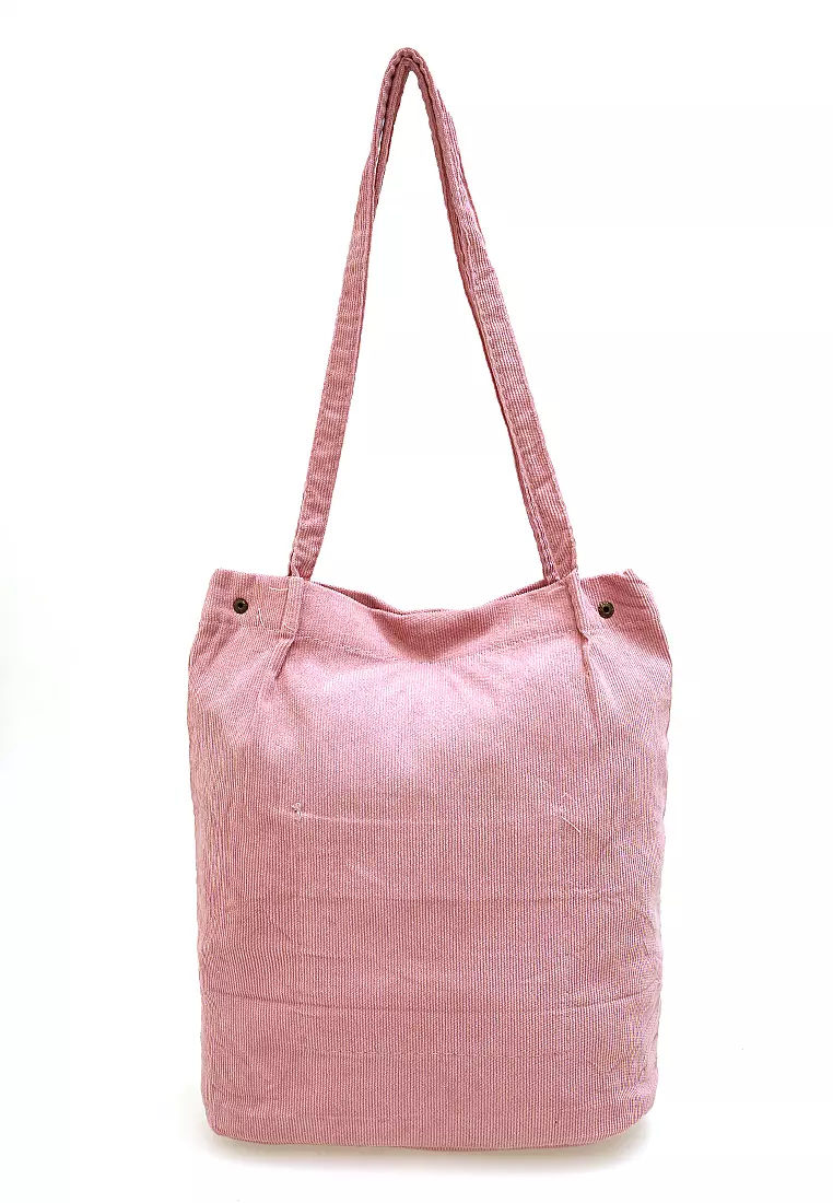 Millane Totebag Wanita Polos Kasual Large Storage Material Soft Corduroy ORIGINAL - Pink