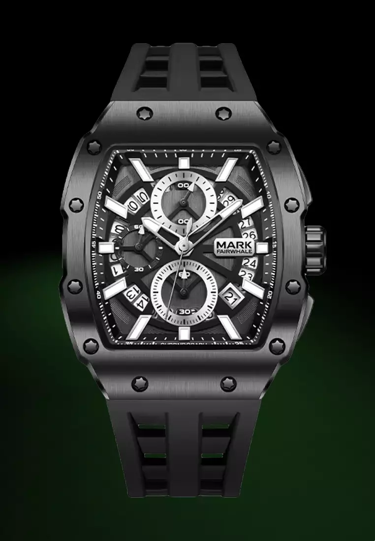 Unisex Barrel Shape Alloy Quartz Watch, 44mm, Rubber Strap