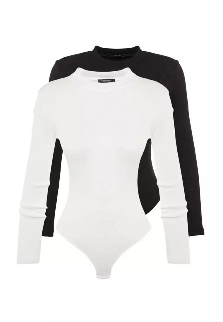 2-Pack Stand Collar Bodysuit Top