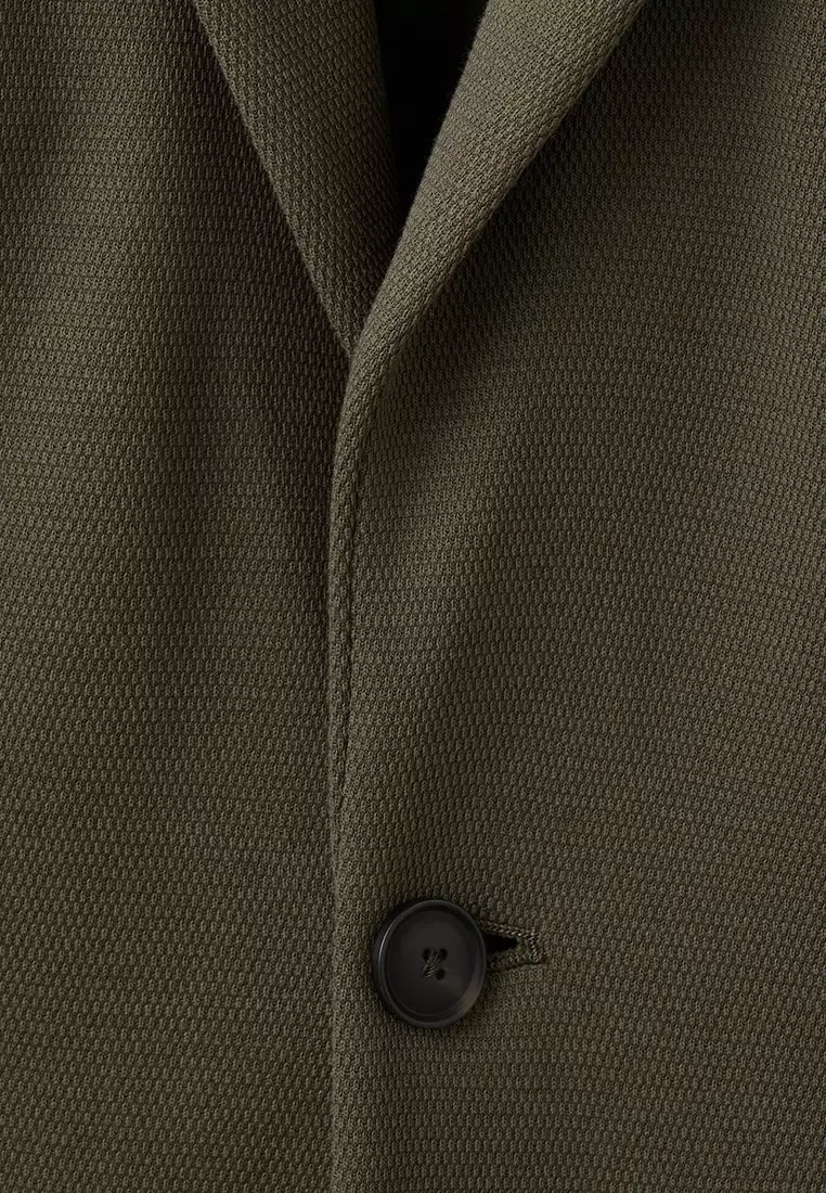 Structured Slim Fit Cotton Blazer