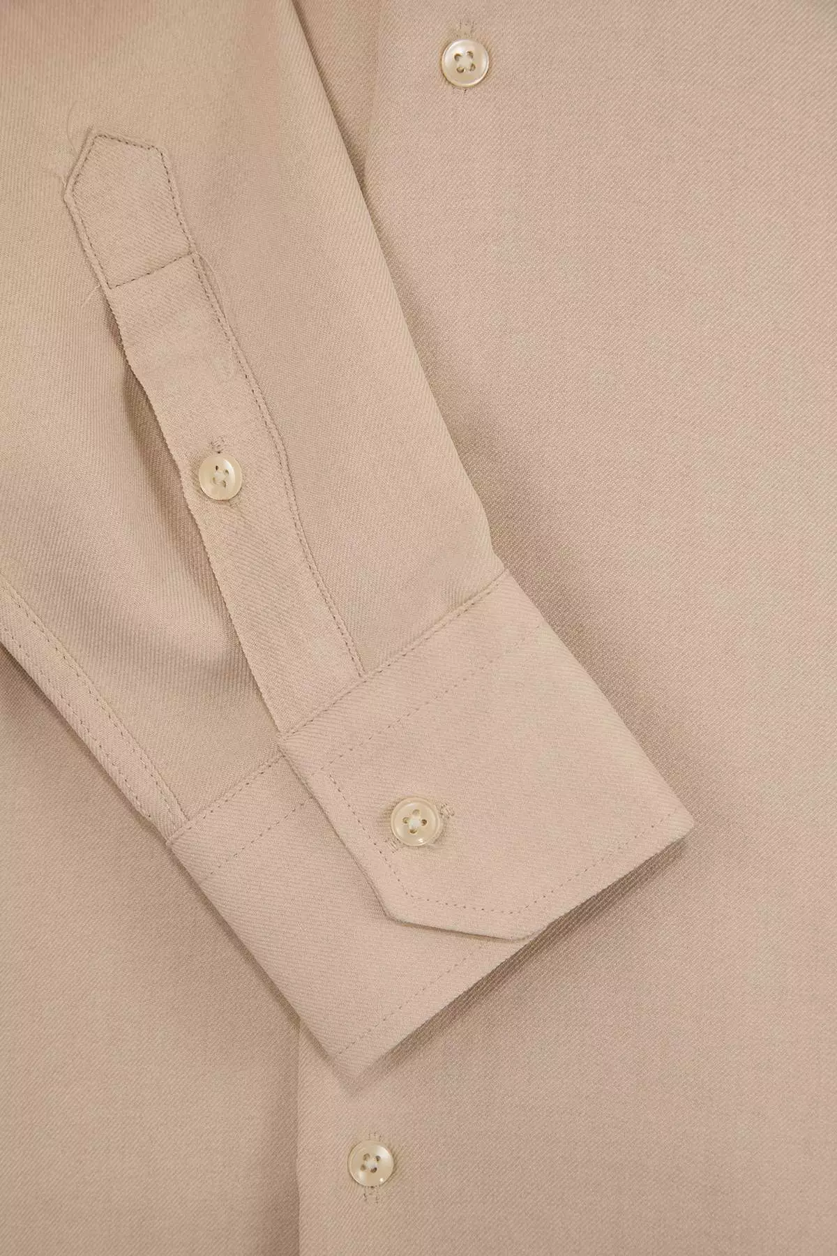 Beige Regular Fit Linen-Look Seasonal Men'S Woven Shirt Tmnss26Go00007