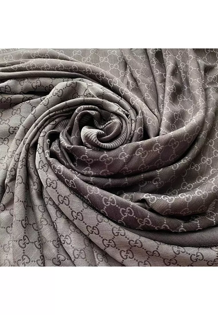 GUCCI Signature Logo GGWEB Scarf Wrap Dark Brown 281942