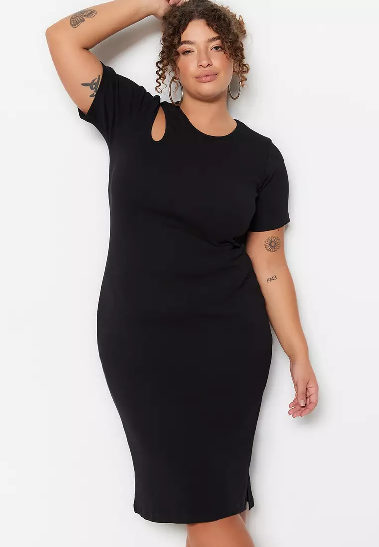 Plus size t shirt dress with slits sales