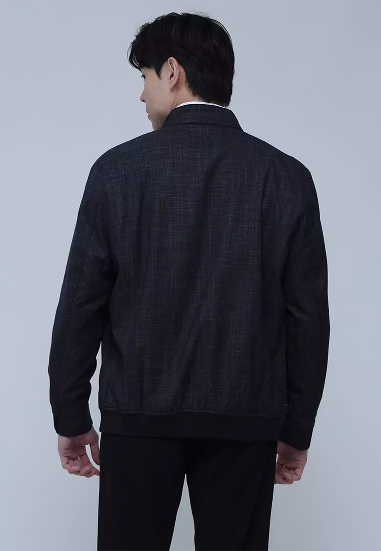 Textured Jacket with Stand-Up Collar