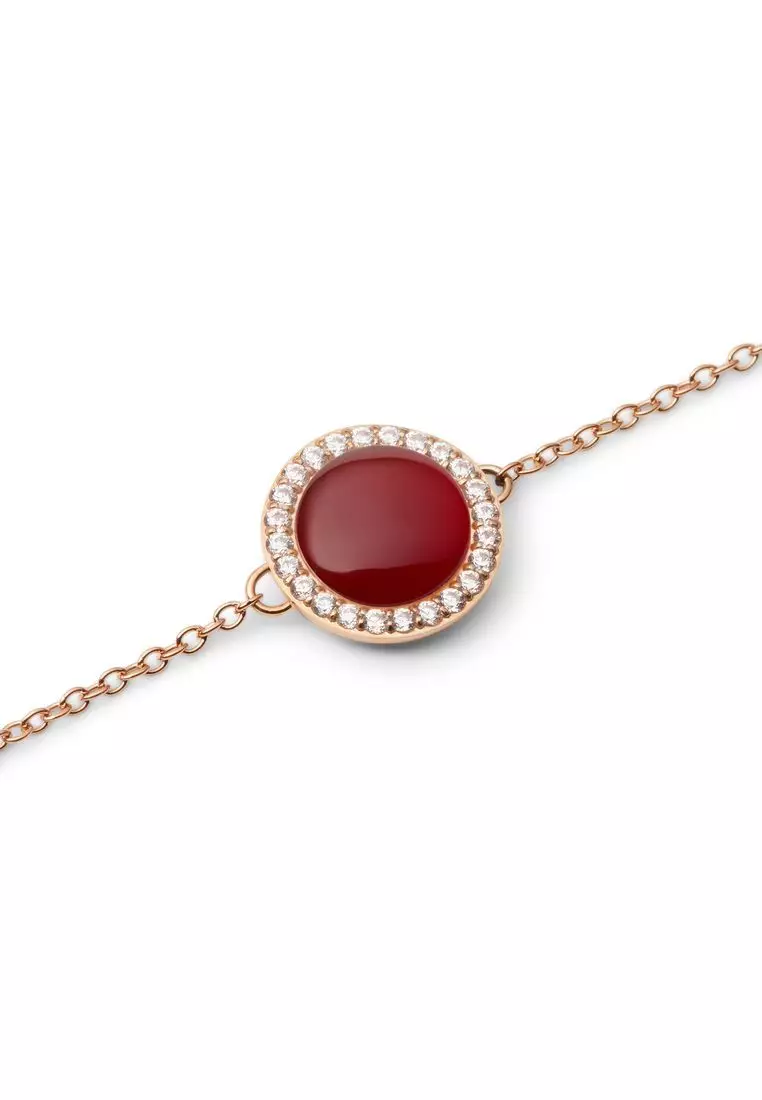Audrey Bracelet Red Agathe Rose Gold - Unisex Bracelet for women and men stainless steel Bracelet DW Official Authentic Original