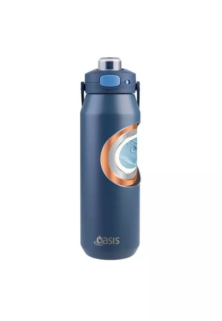 Oasis Ceramic Stainless Steel Triple Wall Capri Quick Release Drink Bottle 1L - Indigo