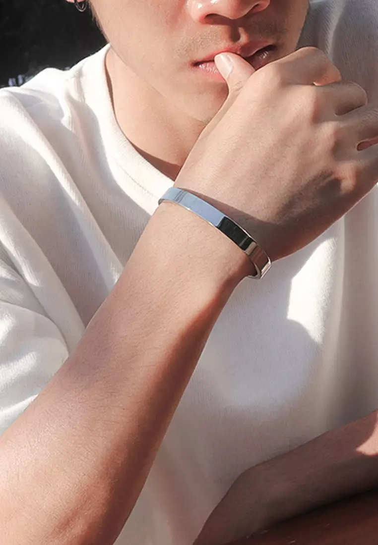 經典款鈦鋼开口手鐲（銀色）