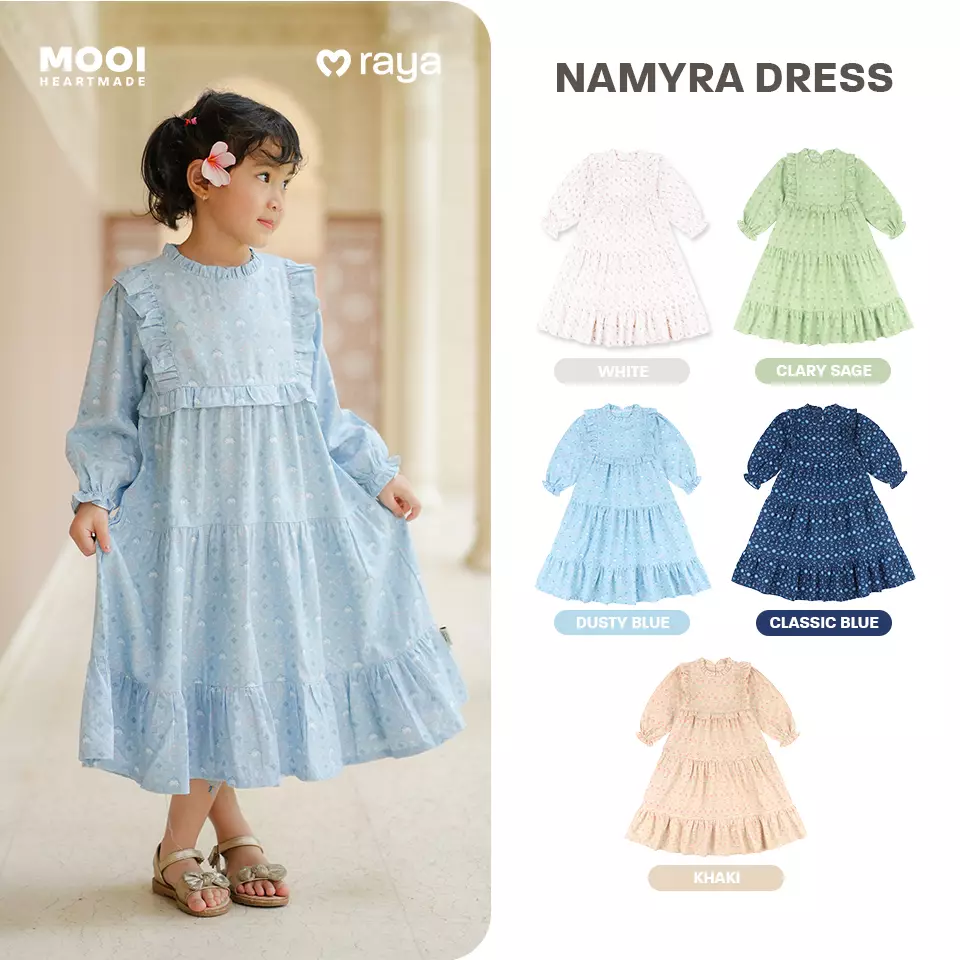 Mooi Dress Anak Gamis Anak Perempuan Raya Collection Namyra Dress - Khaki
