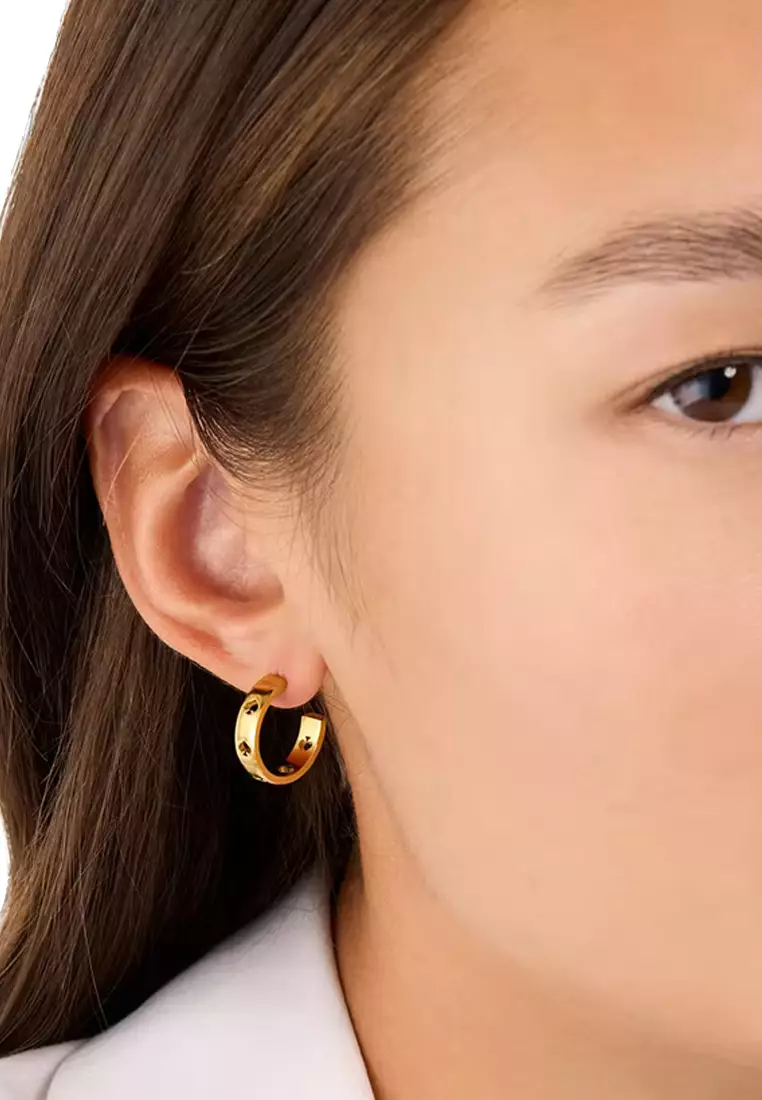 Cut To The Chase Spade Huggies Earrings in Gold KJ999