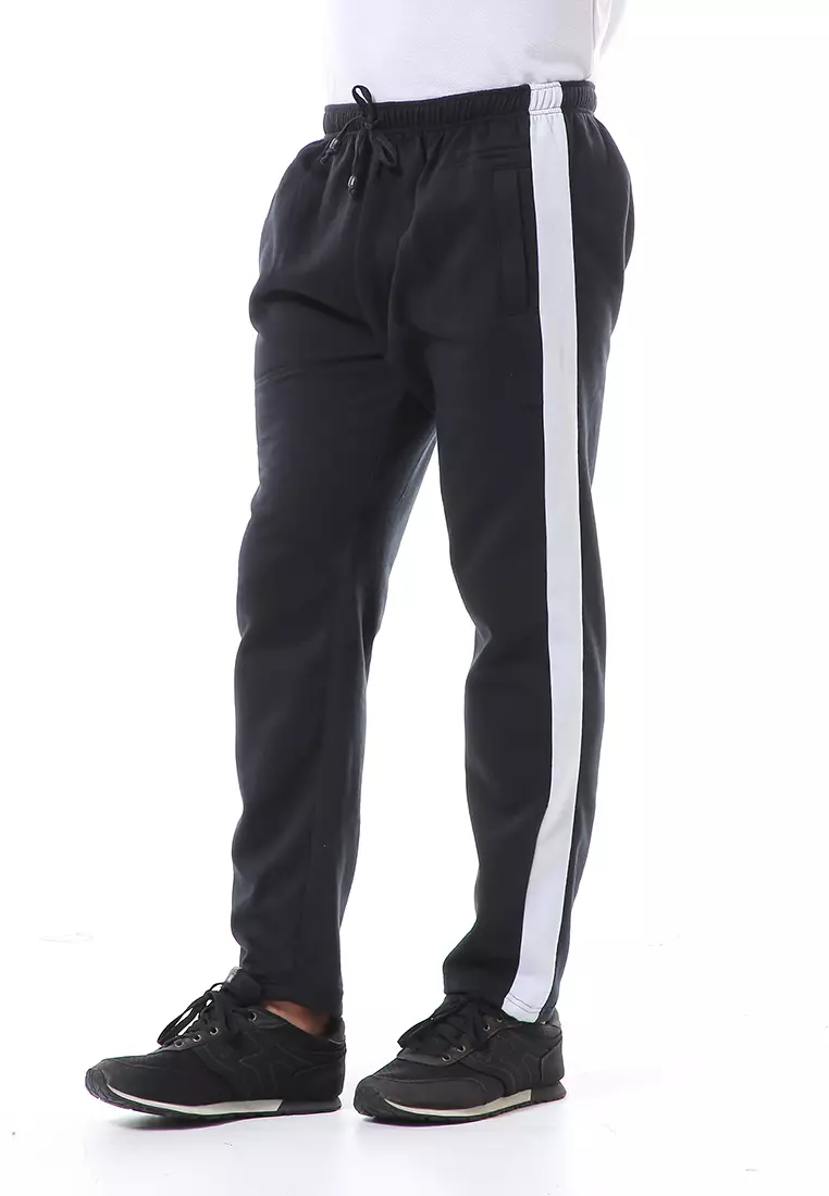 Nemanja Celana Panjang Pria Training Olahraga Motif List Material BabyTerry ORIGINAL - Black