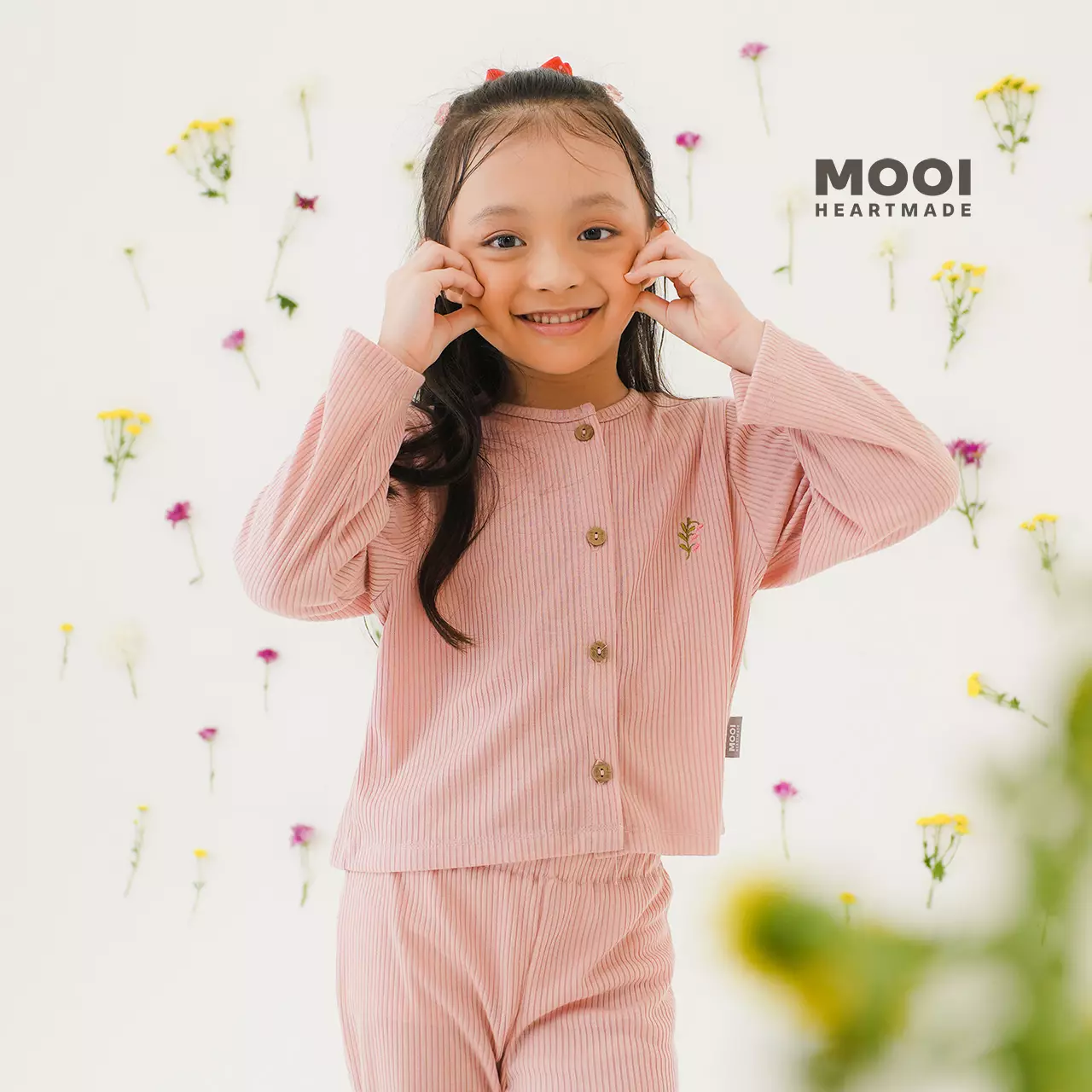 Mooi Cardigan Anak Cherry Cardigan - Pink Peach