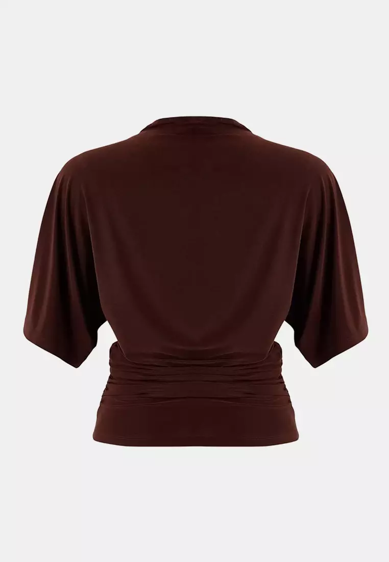 Boat Neck Batwing Sleeve Blouse