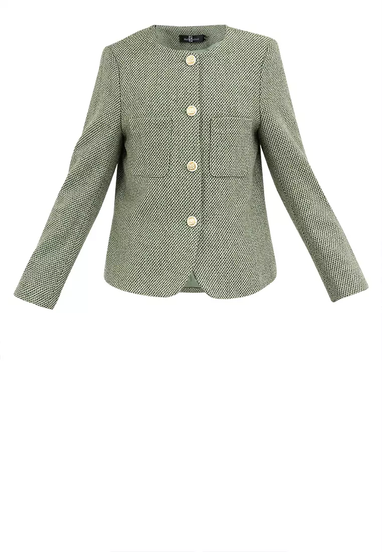 Collarless Tweed Blazer