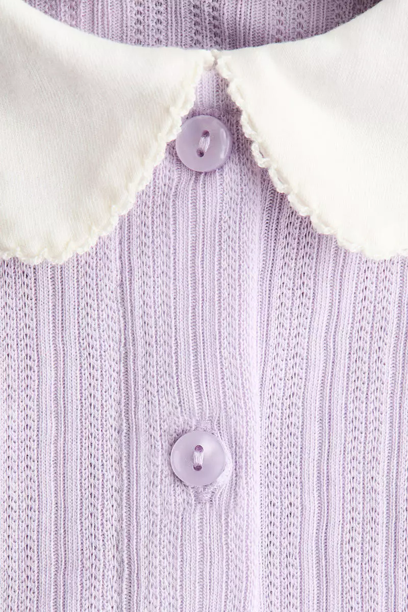 Short-sleeved pointelle blouse