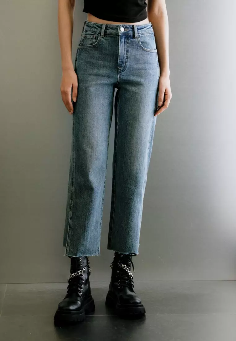 Raw hem hot sale cropped jeans