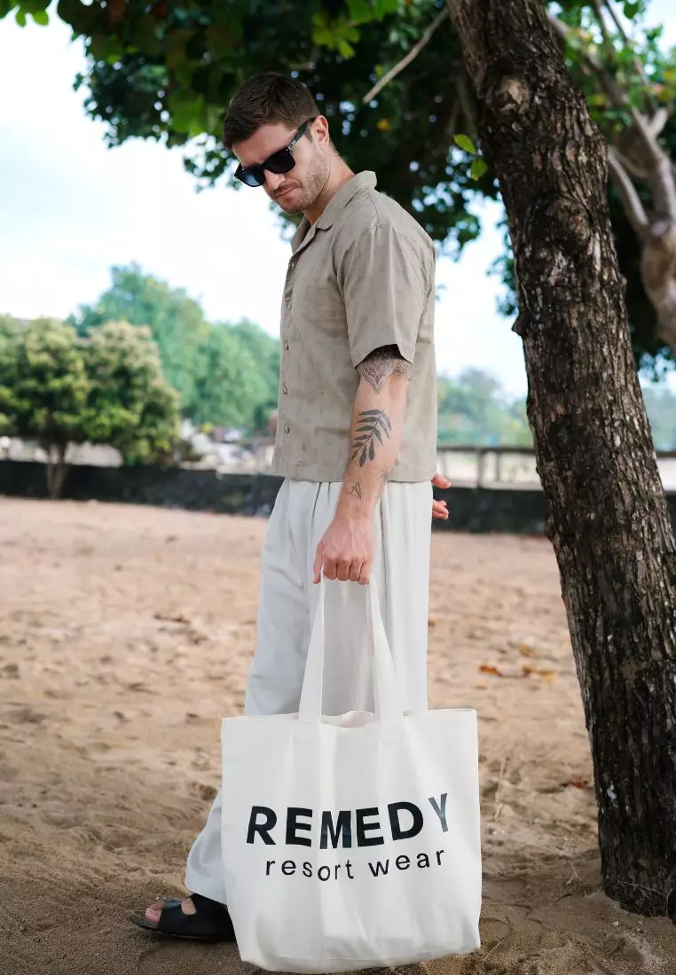 Lido Kemeja Oversized Lengan Pendek Pria Warna Hijau | Oversized Linen Shirt Men Olive