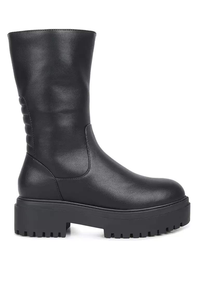 Discount on London Rag  shoes - SKU: Black Panelled Lug Sole Boots