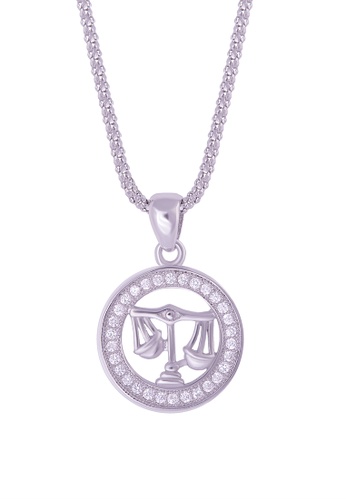 SHANTAL JEWELRY grey and white and silver Cubic Zirconia Silver Horoscope Libra Necklace SH814AC33CCCSG_1