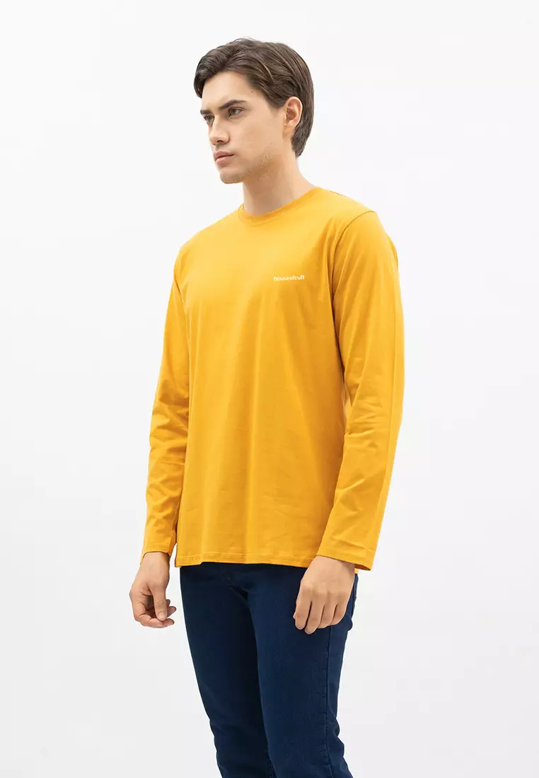 Houseofcuff Kaos Cotton Combed Lengan Panjang Pria Mustard