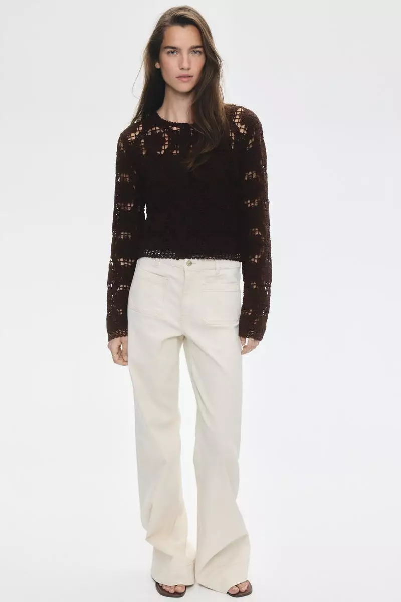 Crochet-look cardigan