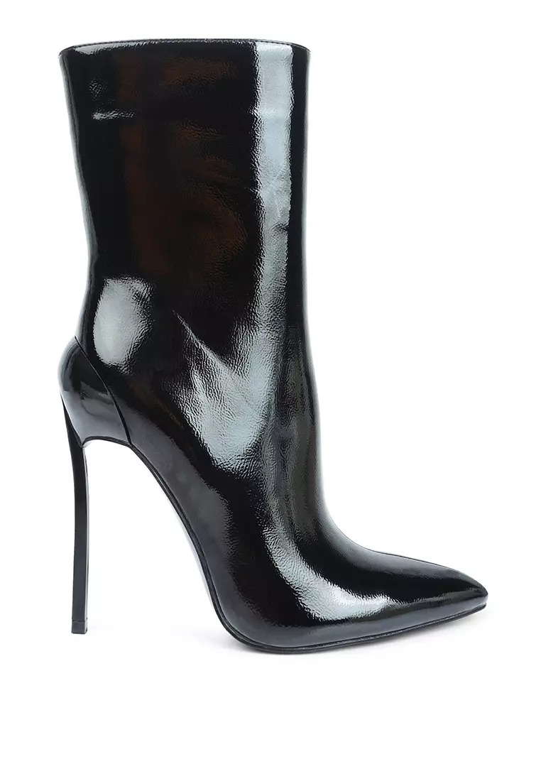 Discount on London Rag  shoes - SKU: Black Patent High Heeled Ankle Boot
