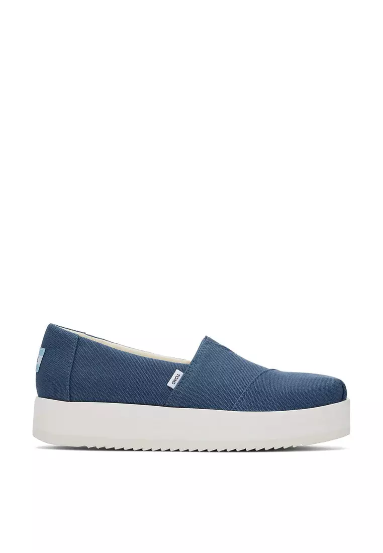 Discount on Toms  shoes - SKU: Espadrille Alpargata Midform Women - Majolica Blue Canvas