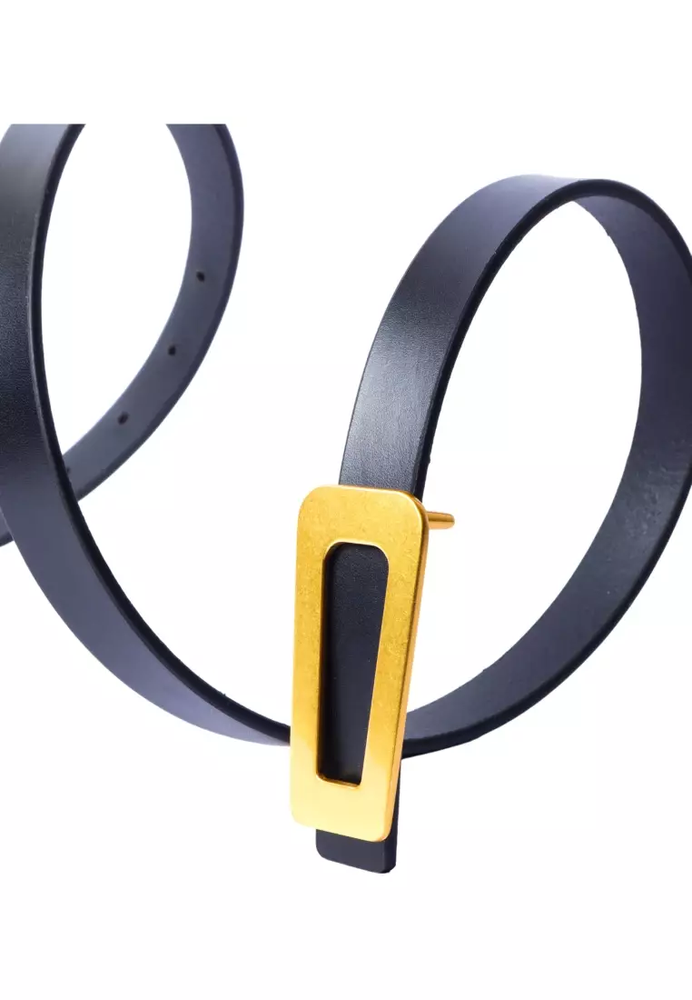 Black Belt Women - Women Leather Designer Belt -Gold Buckle Women belt in Full Grain Leather -Oxhide D12