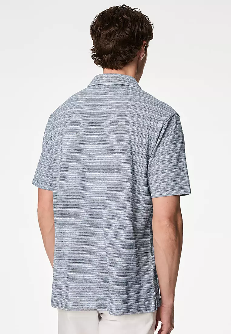 Cotton Rich Button Through Polo Shirt