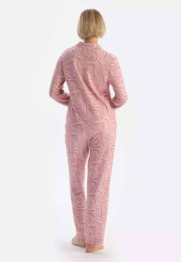 Lux Pink Zebra print cotton sleepsuit