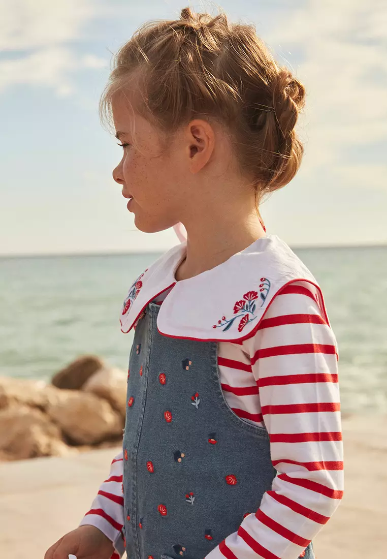 Wide Collar Sailor Striped Pullover