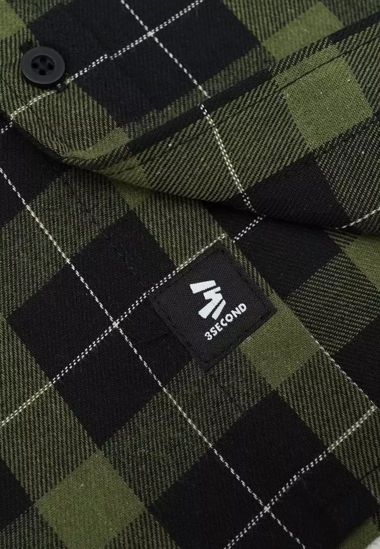 3Second Men's Flannel Plaid Shirt Short Sleeve Regular Fit Rico OL-C050225
