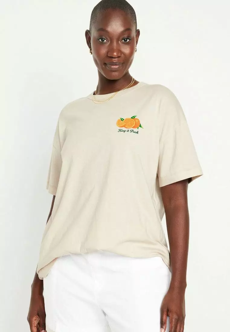 Oversized EveryWear Graphic Tunic T-Shirt for Women