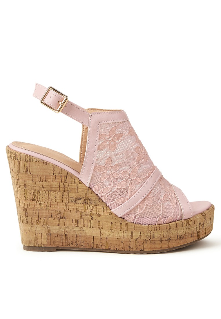 Lace Stitched Cork Wedge Sandals WTY9123-18