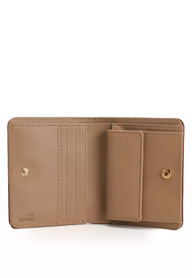 Locked in Gold Logo Plaque Bifold Wallet (nt)