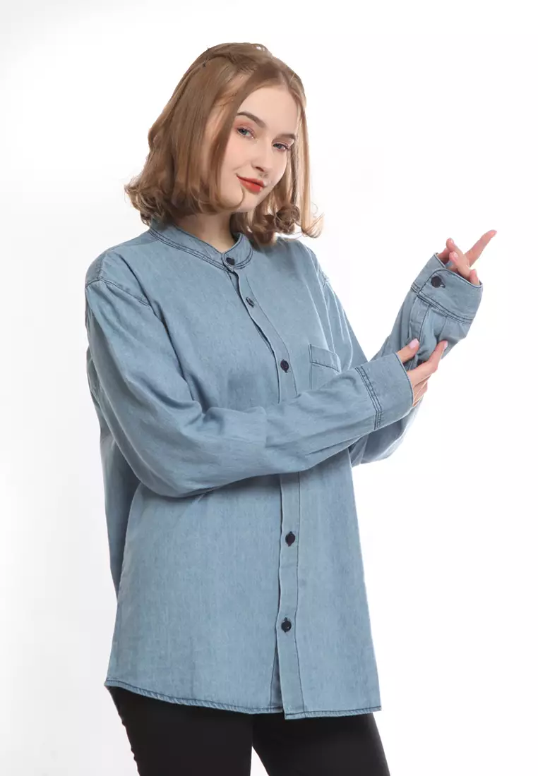 Tunik Denim Krah Mandarin KT282309
